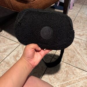 PINK Victoria's Secret Black Fleece Crossbody Bag